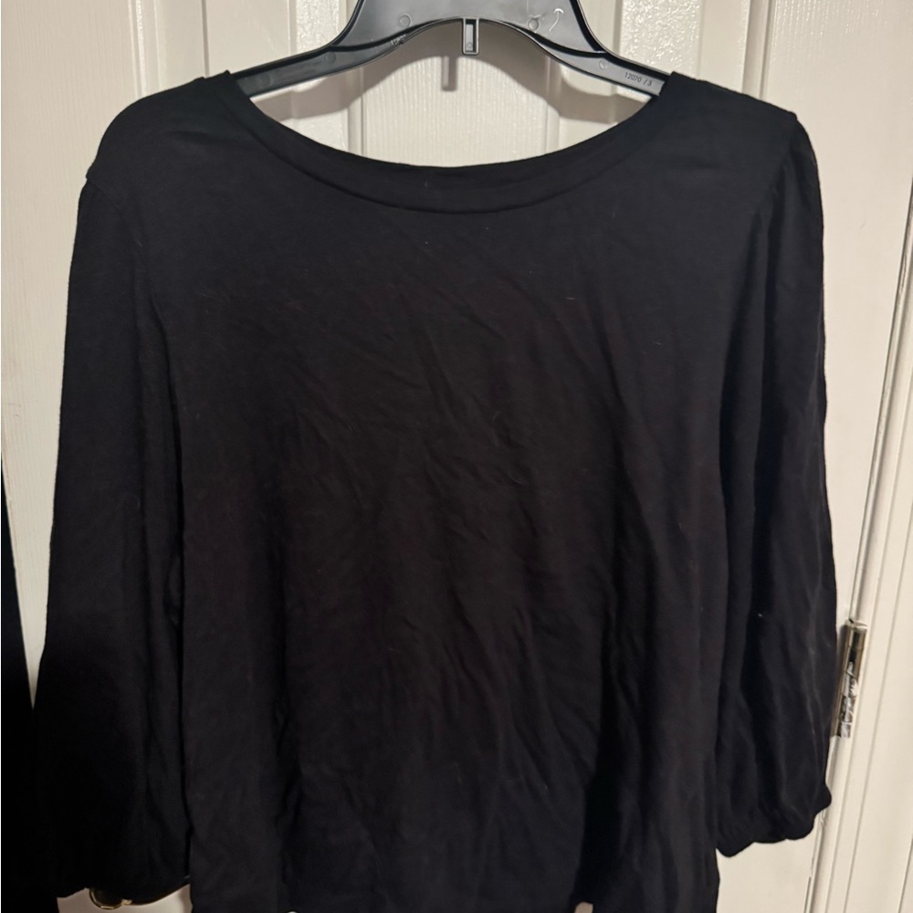 a.n.a Black Bell Sleeve Blouse with 3/4 Length Sleeves